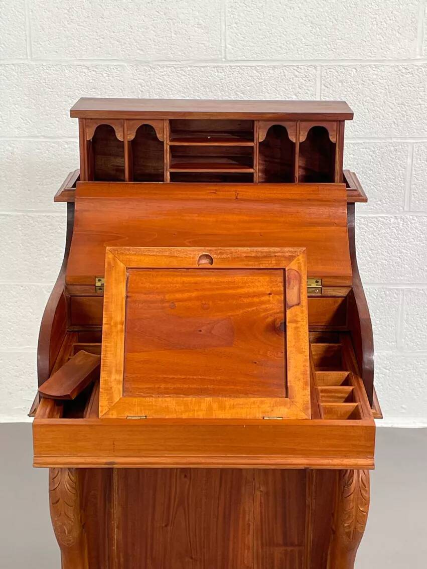 20th century Davenport desk with walnut piano top