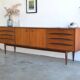 Symmetrical Danish teak sideboard 221cm