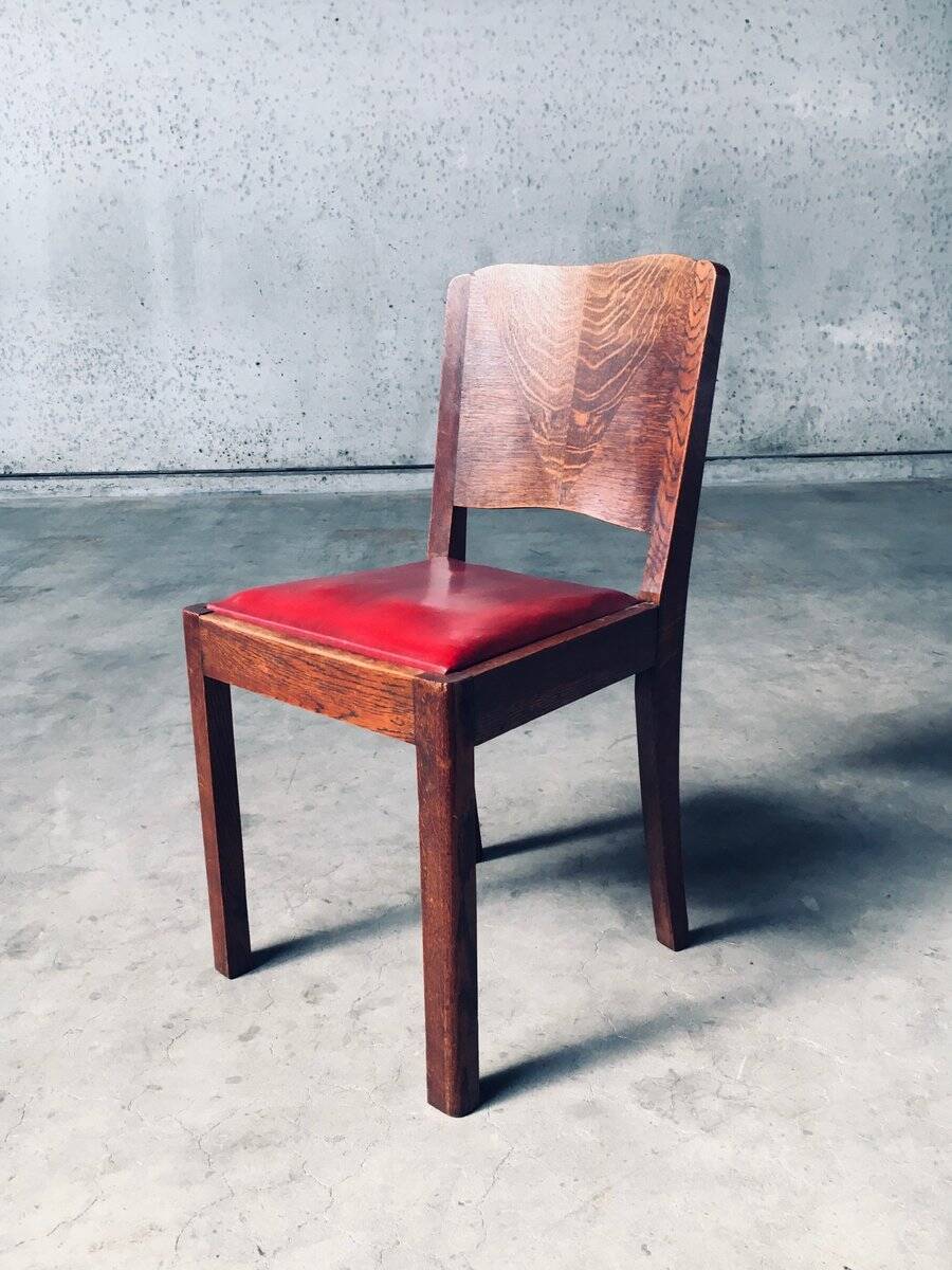 Art Deco Dining Chair Set, Belgium, 1920s, Set of 4