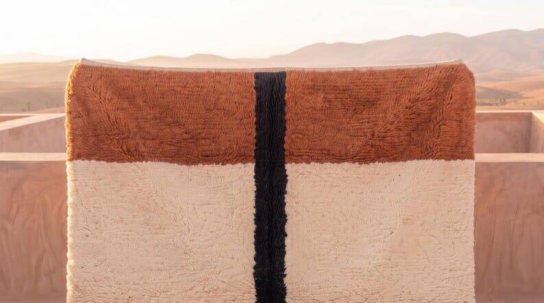 Traditional handmade natural wool rug 2/3 m