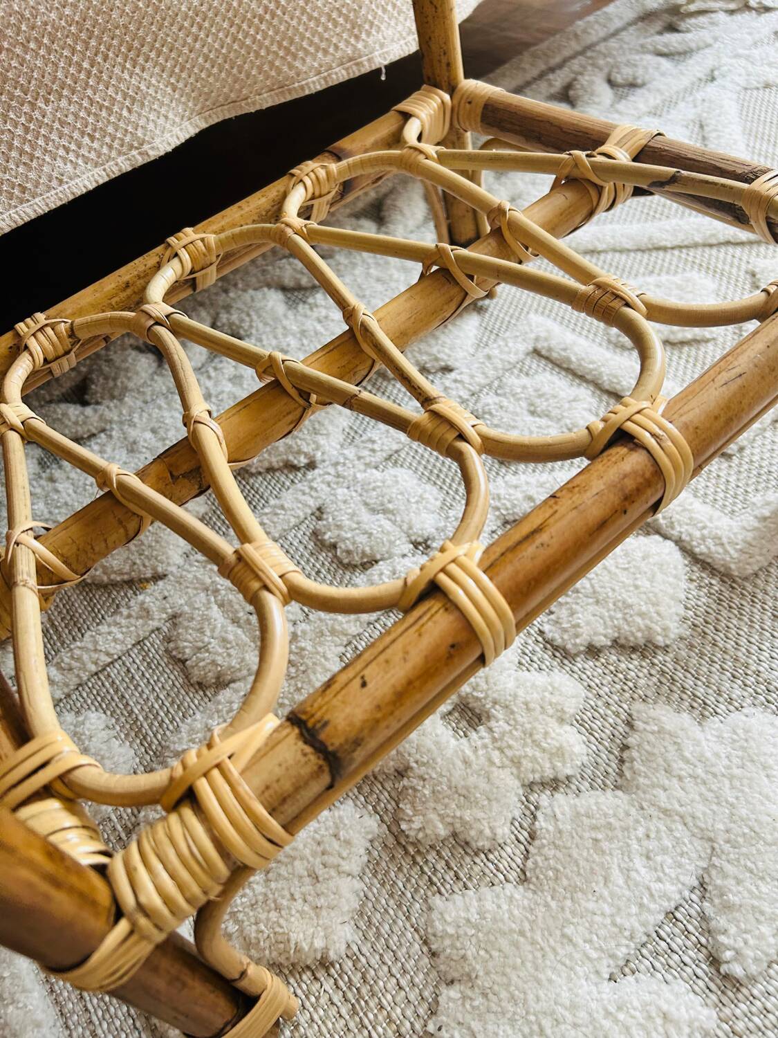 Two rattan bedside tables