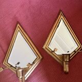 Set of 2 vintage wall lights with integrated candle holder and bis mirror