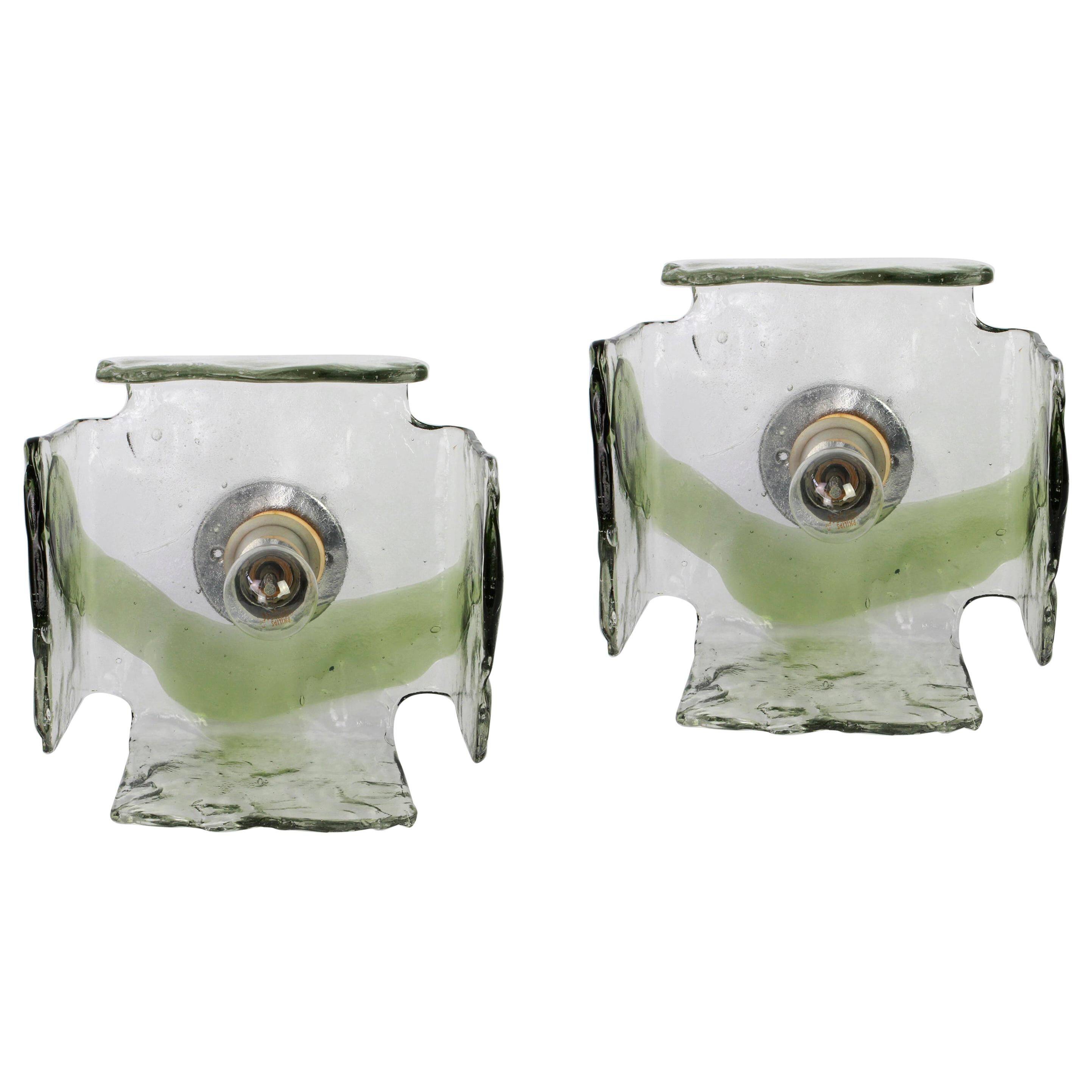 Large glass wall lamp designed by Carlo Nason for Kalmar, 1960s.