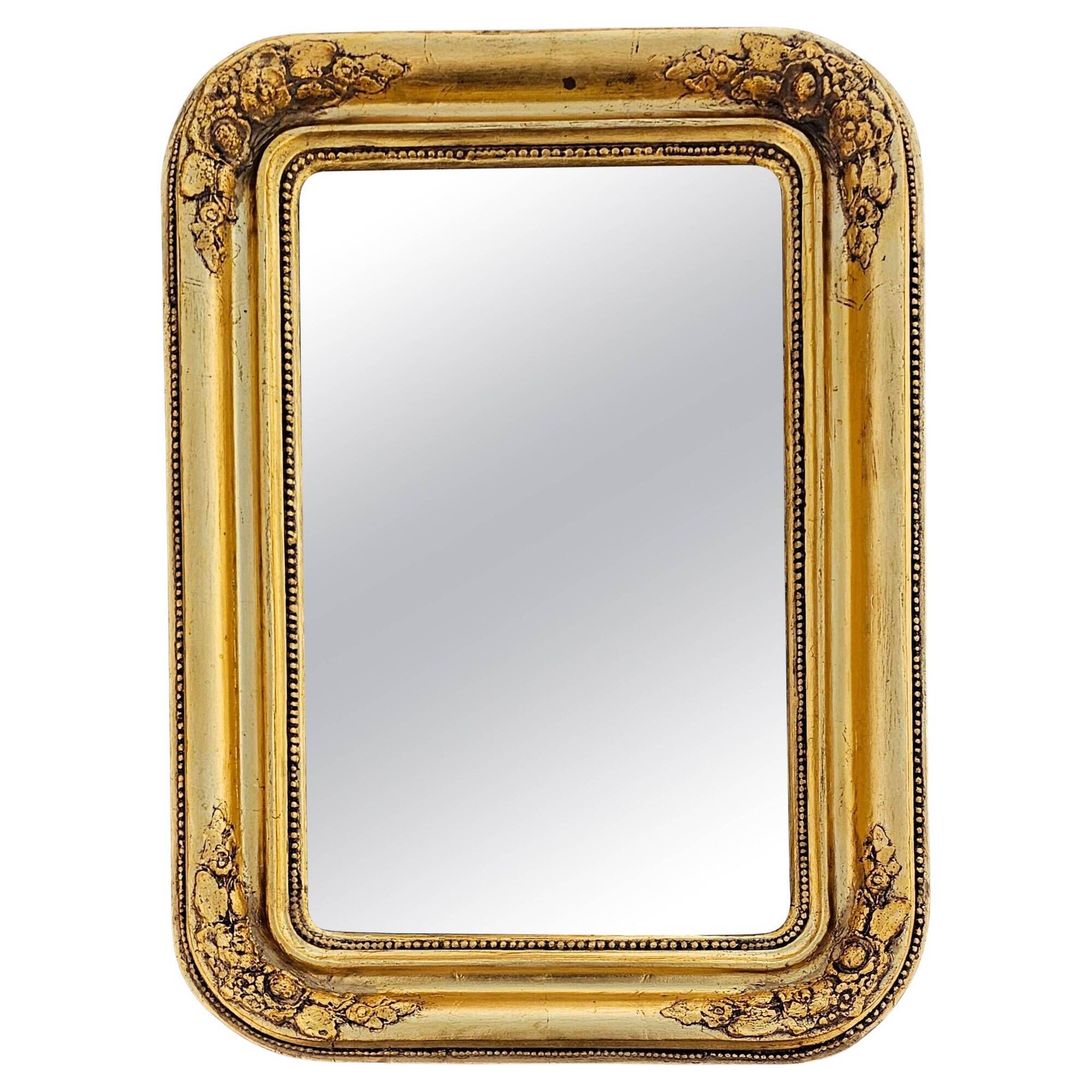 Large Biedermeier gilded mirror in faceted wood, circa 1840.