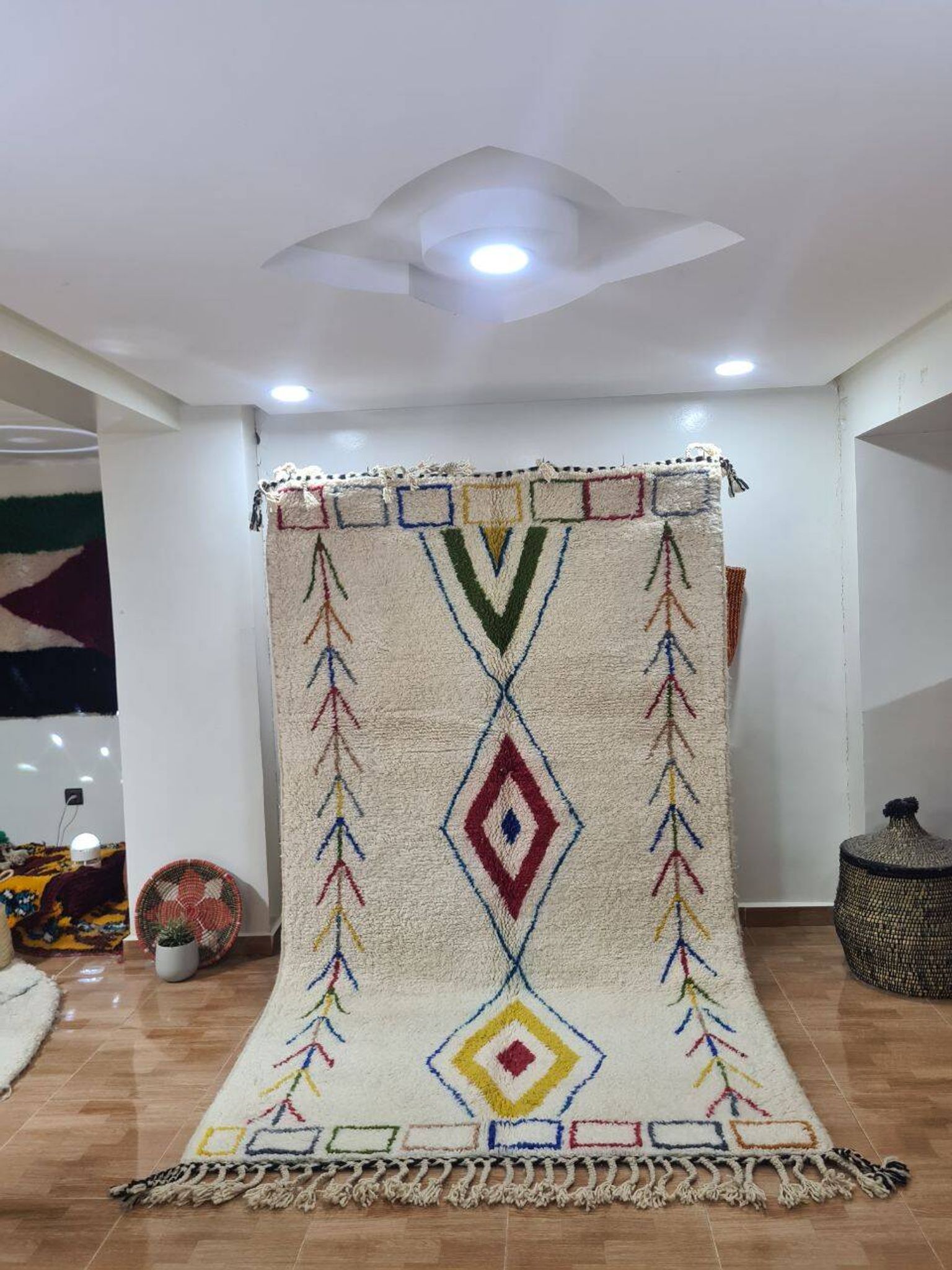 Handmade wool Berber rug 250x150 cm
