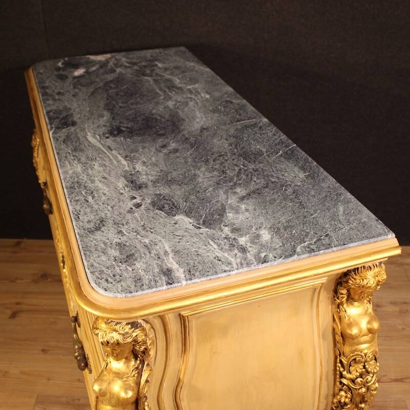 Commode italienne laquée et dorée du 20e siècle