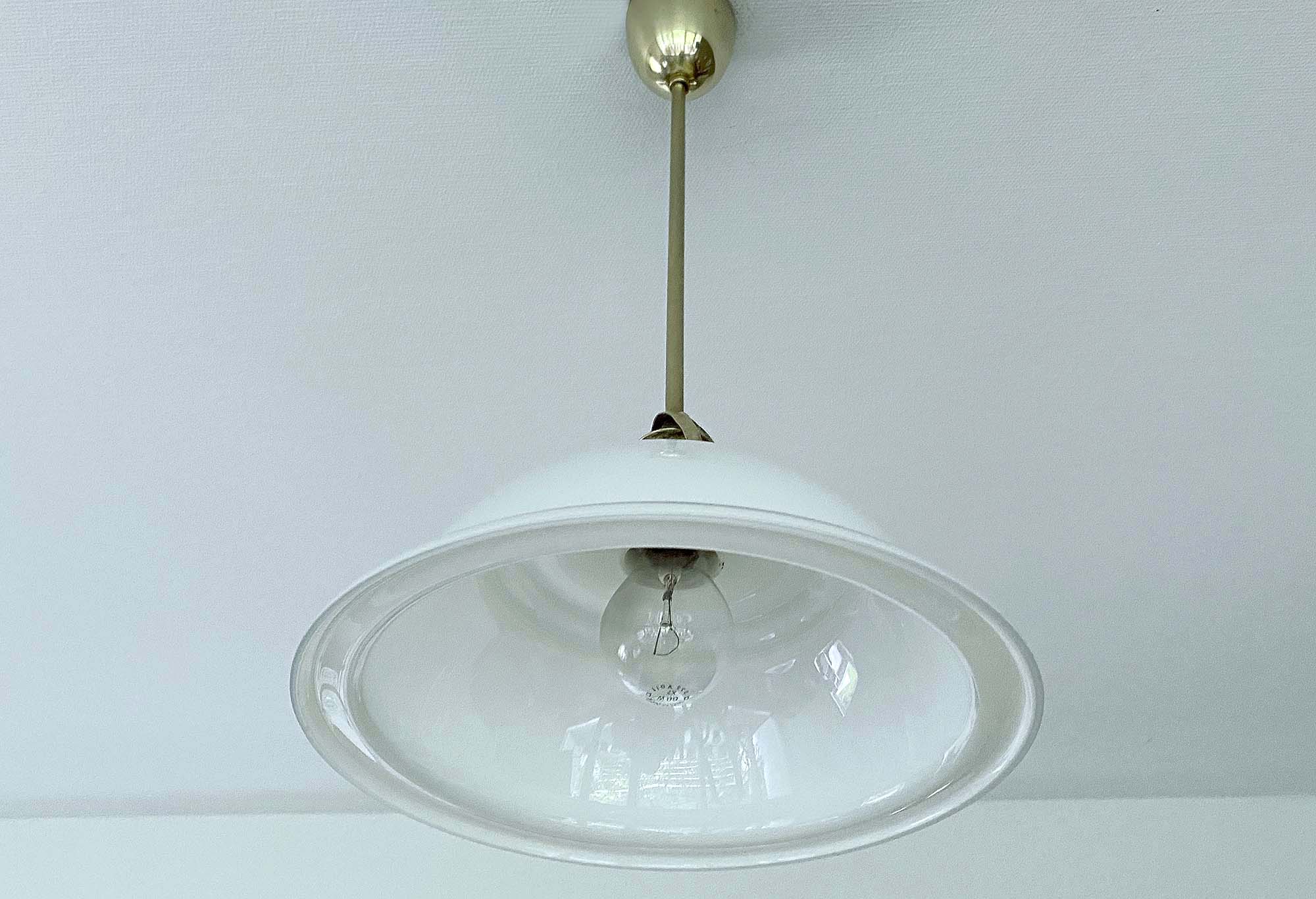 Art Deco pendant lamp, brass glass