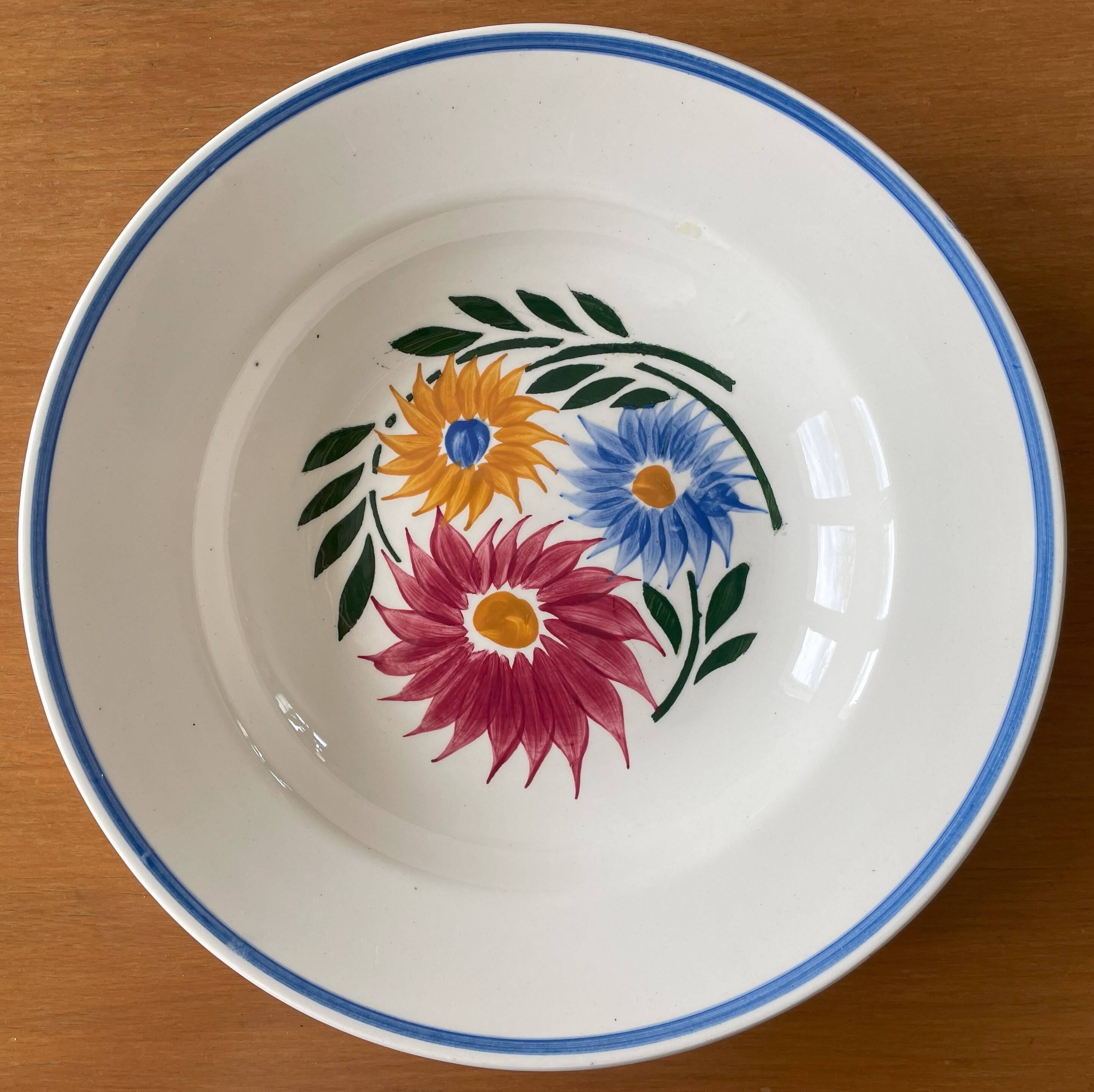 6 old soup plates in Sarreguemines earthenware