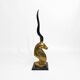 Sculpture en laiton et marbre de la tête d'antilope koudou des années 1970