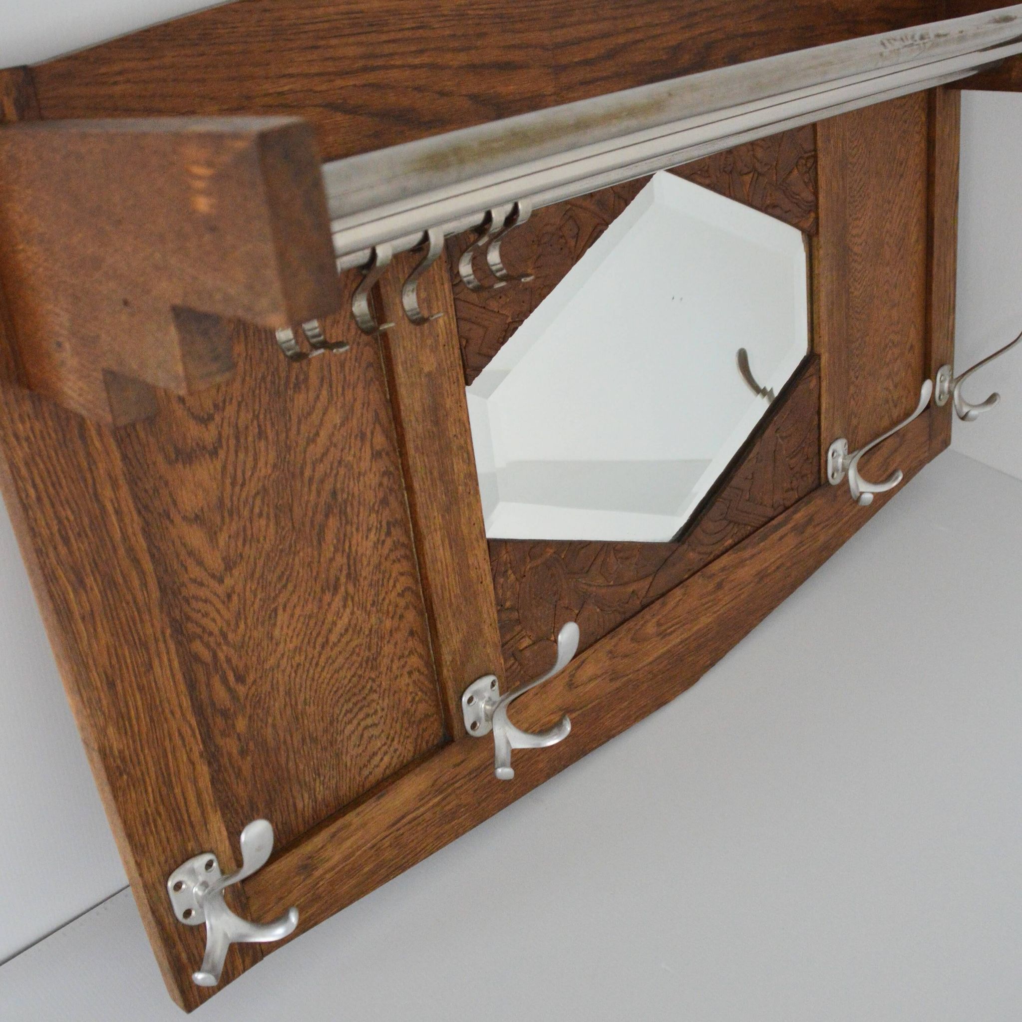 Large coat rack / Wall hat rack Art Deco 1920 vintage