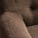 Brutalist 3-seater sofa with a super soft brown fabric, 1970’s