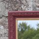 Vintage wall mirror in carved wood, burgundy and gold – Art Deco style – H4