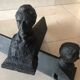 Paire de chenets "Tête de Chateaubriand", époque 19ème siècle