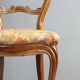 Pair of antique Louis-Philippe chairs in walnut and fabric, Italy, 19th century.