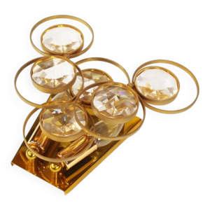 Applique en laiton poli - cristal verre