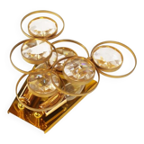 Polished brass and crystal glass wall lamp by Palwa, Germany 1960s