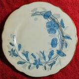 Ensemble 6 assiette dessert fleurs bleu différentes porcelaine dorure XVIII-XIX