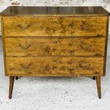 Vintage walnut chest of drawers, compass feet circa 50/60's