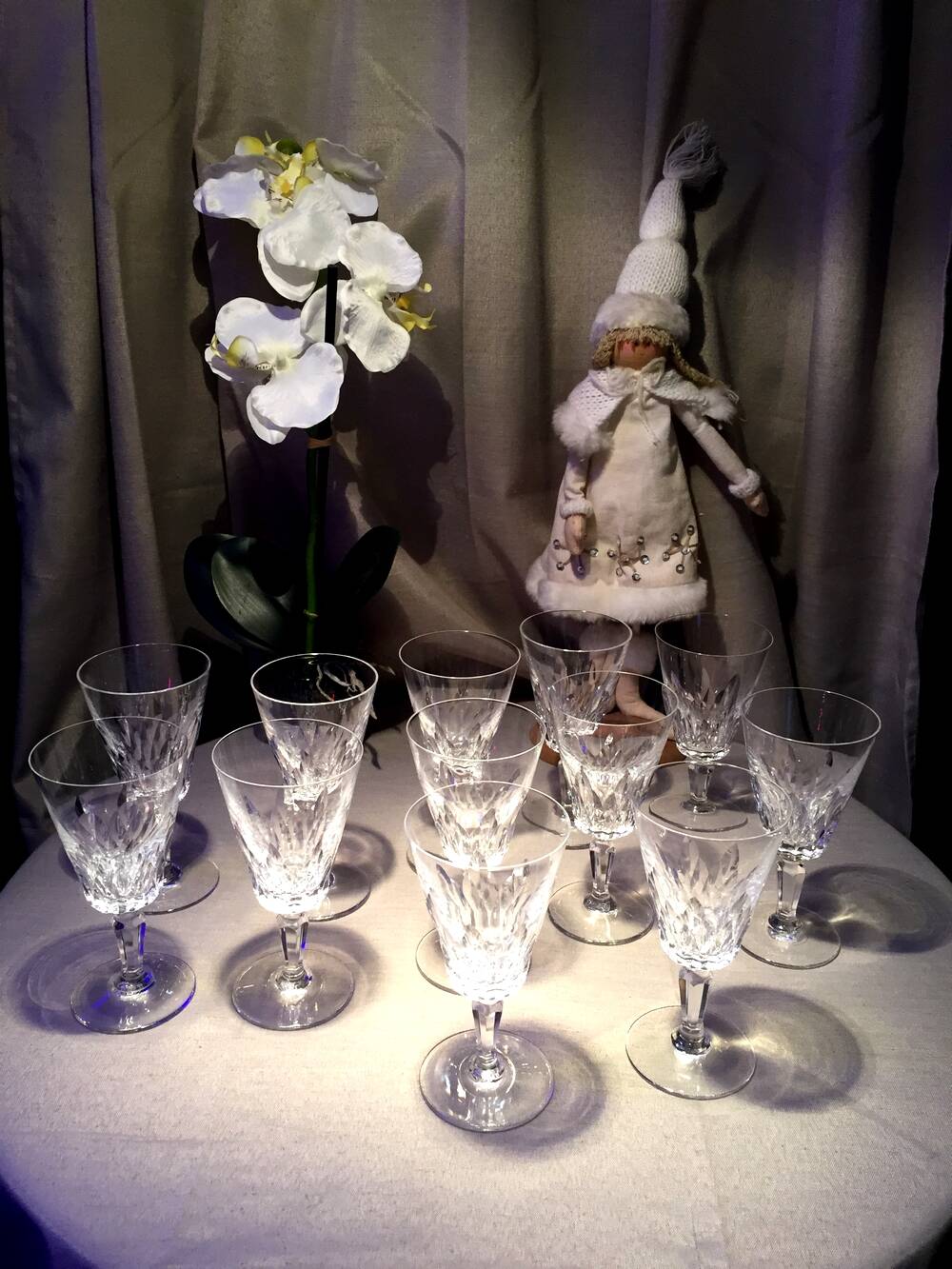 Set of 12 baccarat crystal water glasses carcassonne model