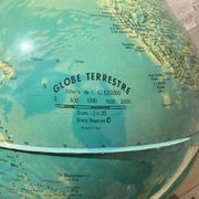 Vintage globe lit wooden foot silver frame deco antique desk
