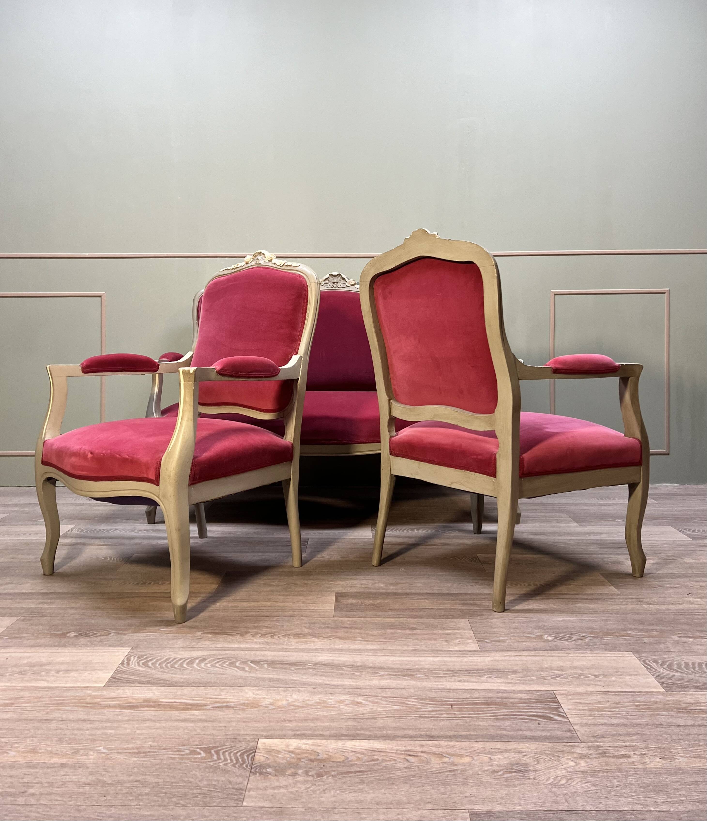 Louis xv style painted wood living room xix eme century