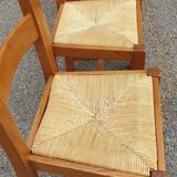 4 solid oak straw chairs