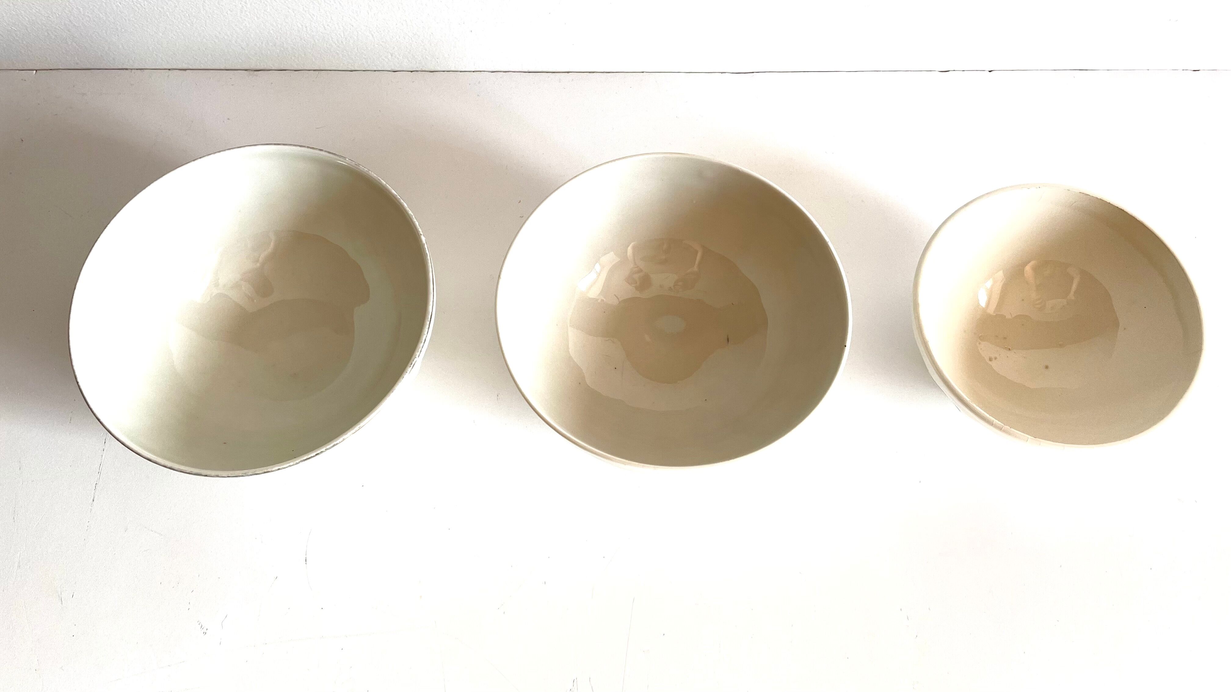 3 porcelain bowls of flowered limoges