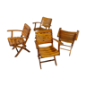 Set of 4 wooden folding garden armchairs by Herlag, 1960