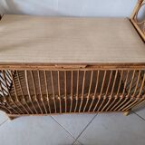 Coffre banc en rotin