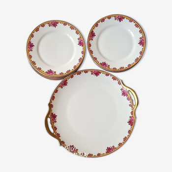 Limoges porcelain by André François (1919-1934) - 12 plates + 1 dish