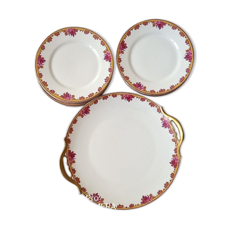 Limoges porcelain by André François (1919-1934) - 12 plates + 1 dish