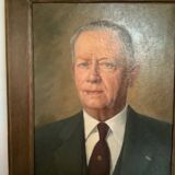 Large portrait painting of a man, oil on canvas, signed.