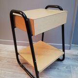 Steel and wood bedside table