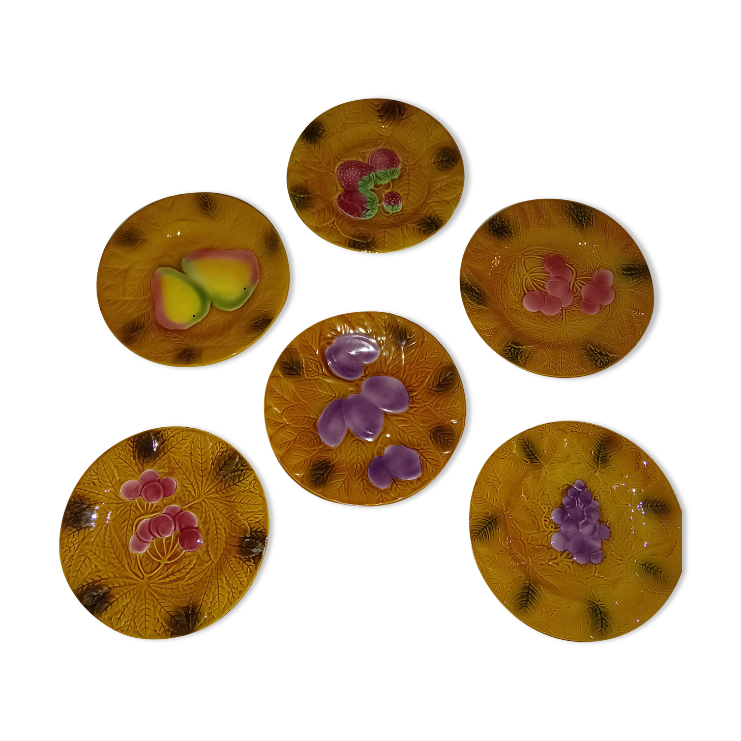 Six slurry dessert plates