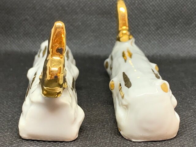 Box of 12 knife holders art nouveau gilded ceramic butterflies