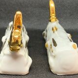 Box of 12 knife holders art nouveau gilded ceramic butterflies