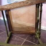 19th century Japanese rocking chair, green lacquer and canework