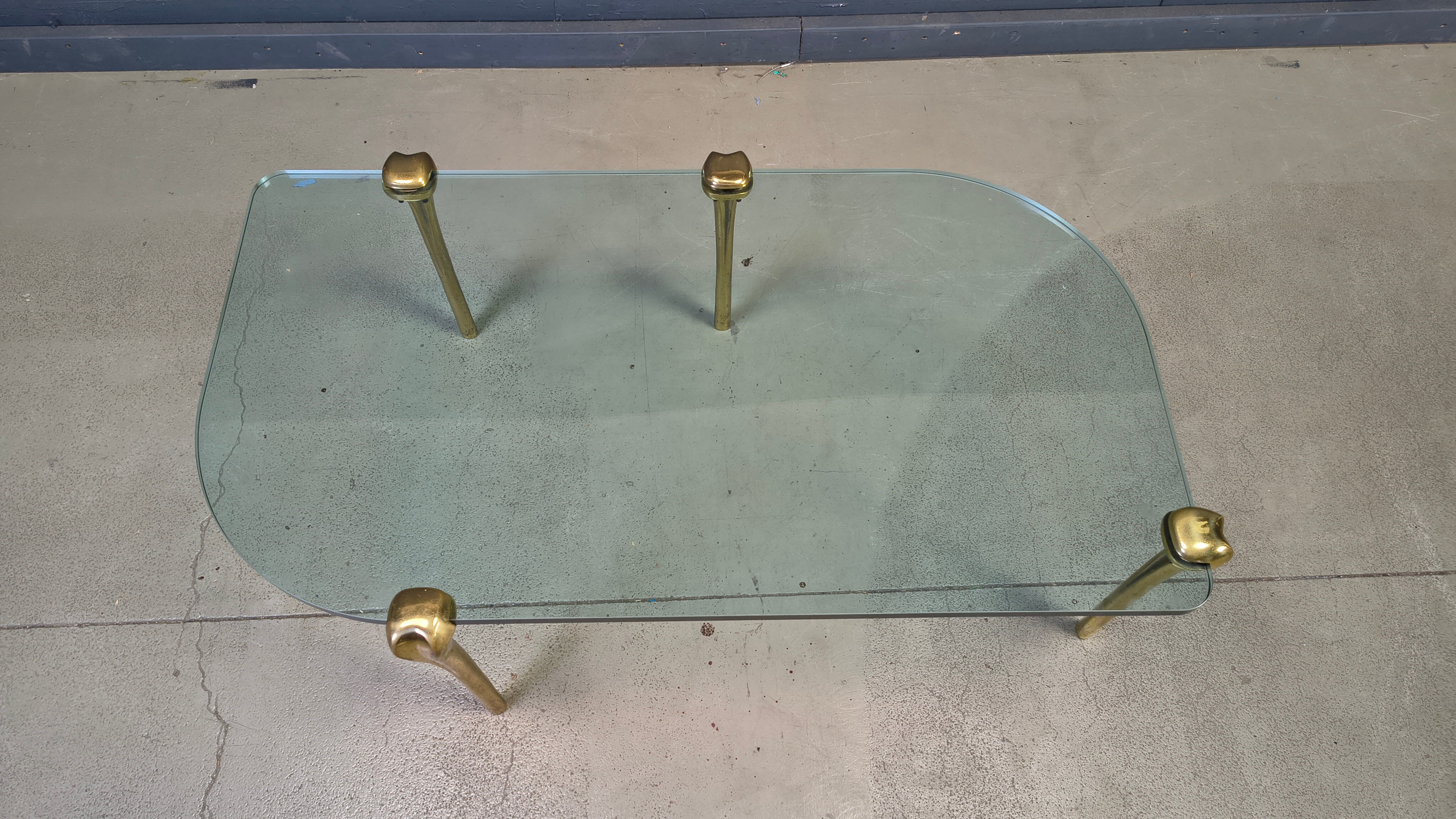 Brass and glass coffee table, 1970s