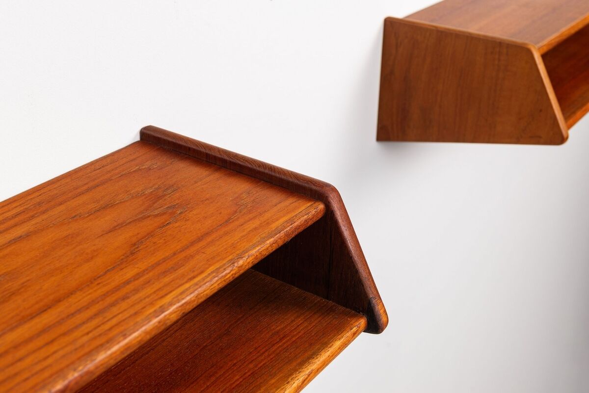 Aksel Kjersgaard floating nightstands No 24 in teak Odder Denmark 1960