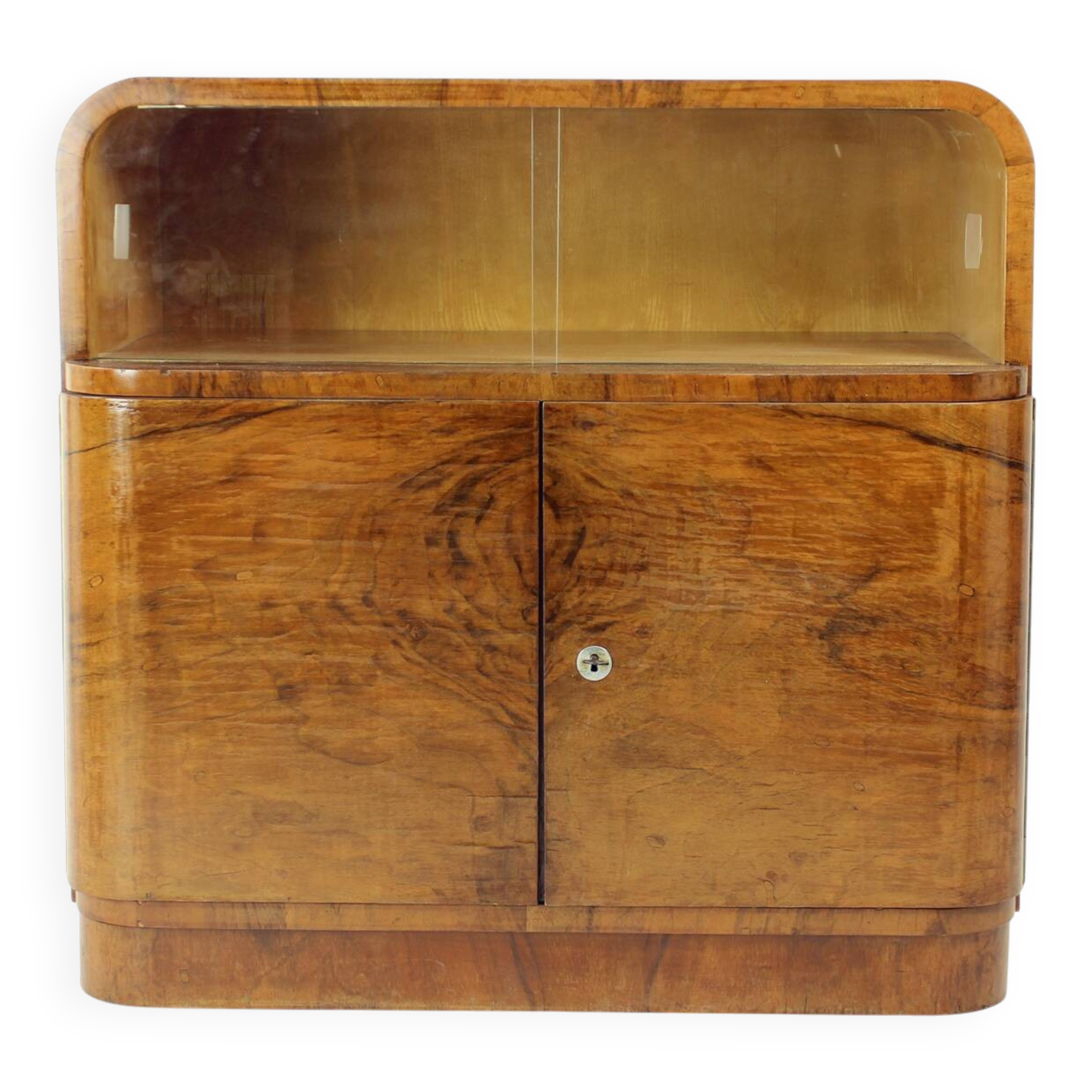 Art Deco Sideboard / Dry Bar In Walnut, Czechoslovakia 1930s