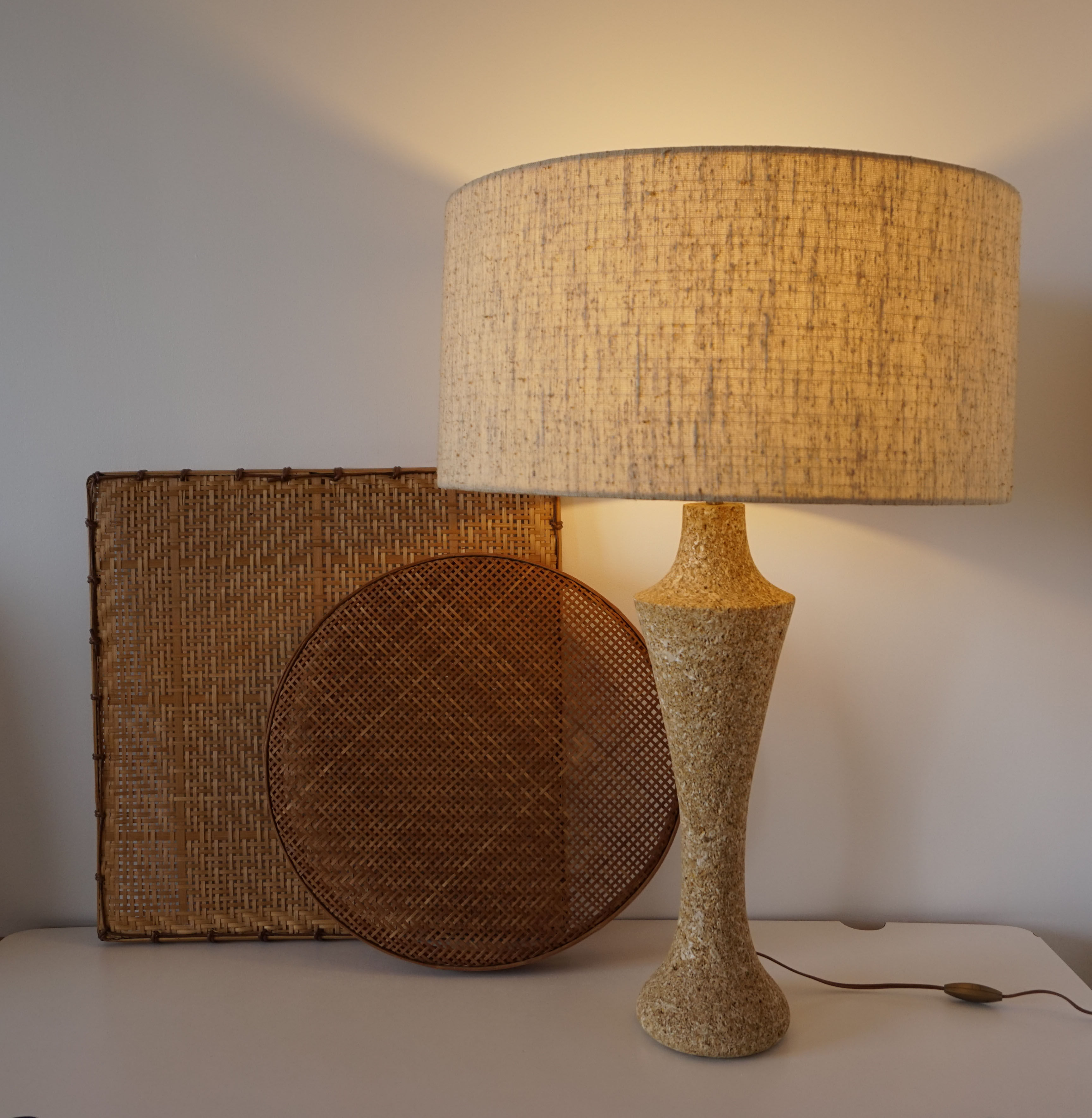 Vintage stone lamp reconstituted 1970