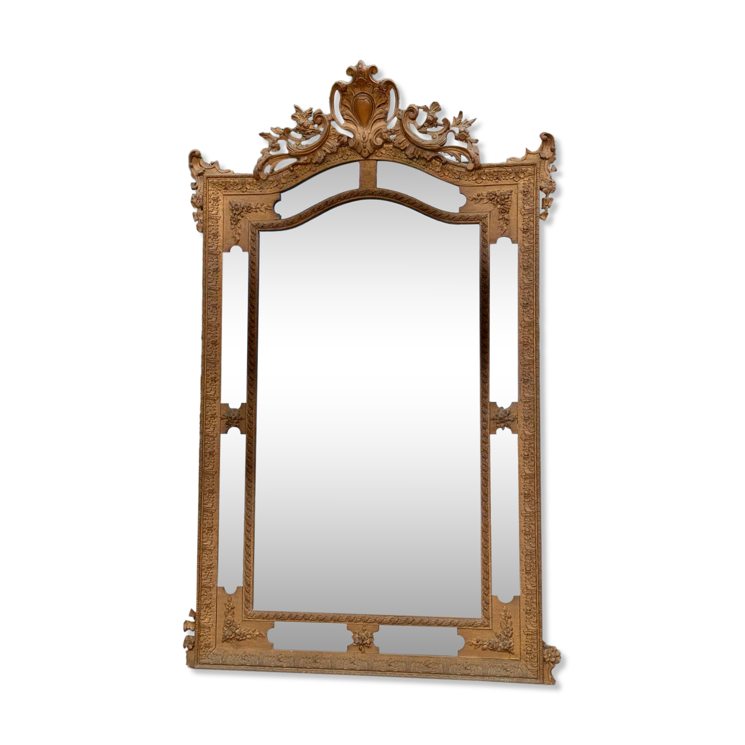 Mirror in gilded wood and stucco, with glazing beads, Napoleon III period.