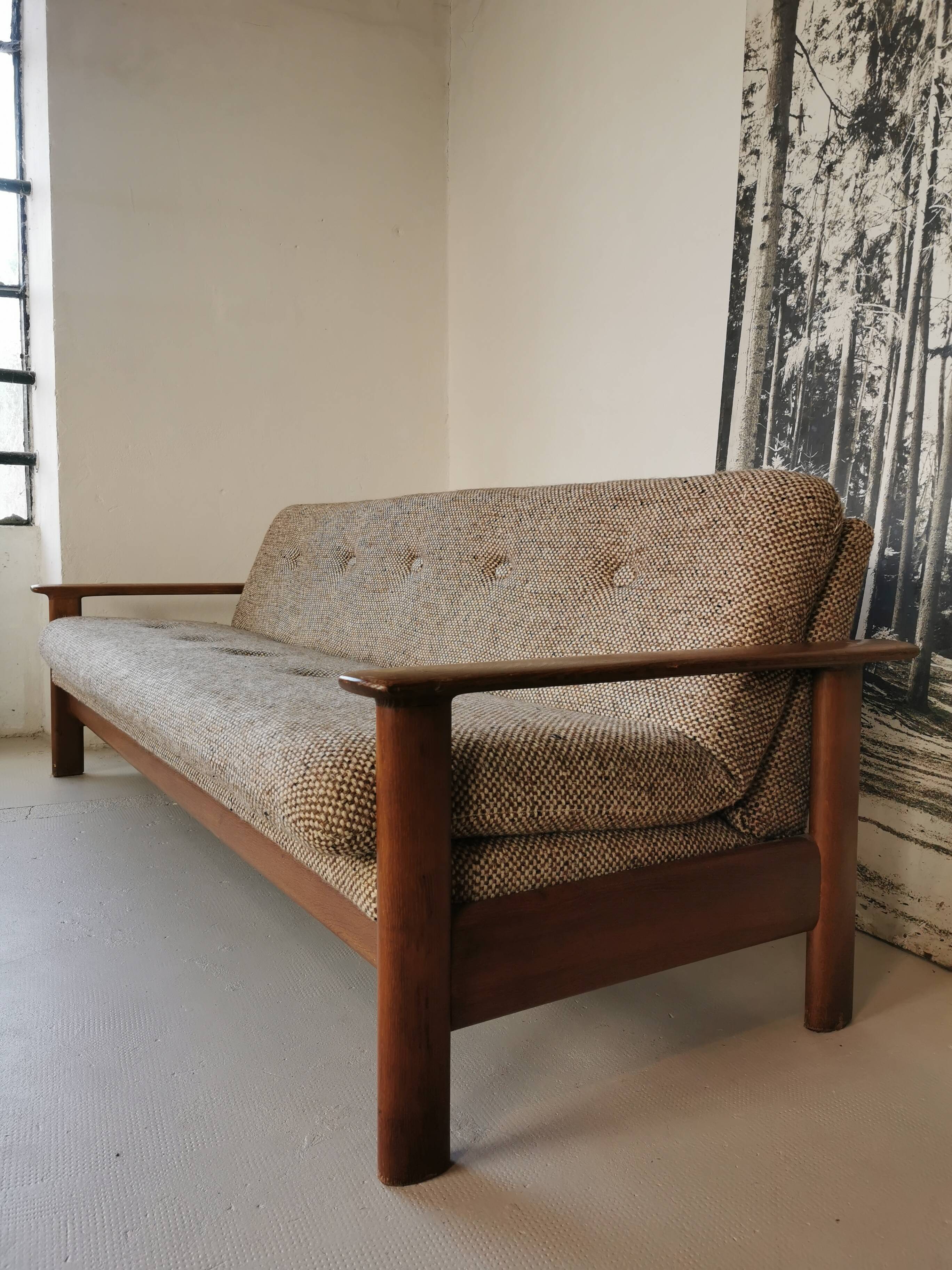 Banquette day bed en chêne design 1970