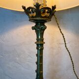 Lampe pique cierge bronze tripodes décor aigle