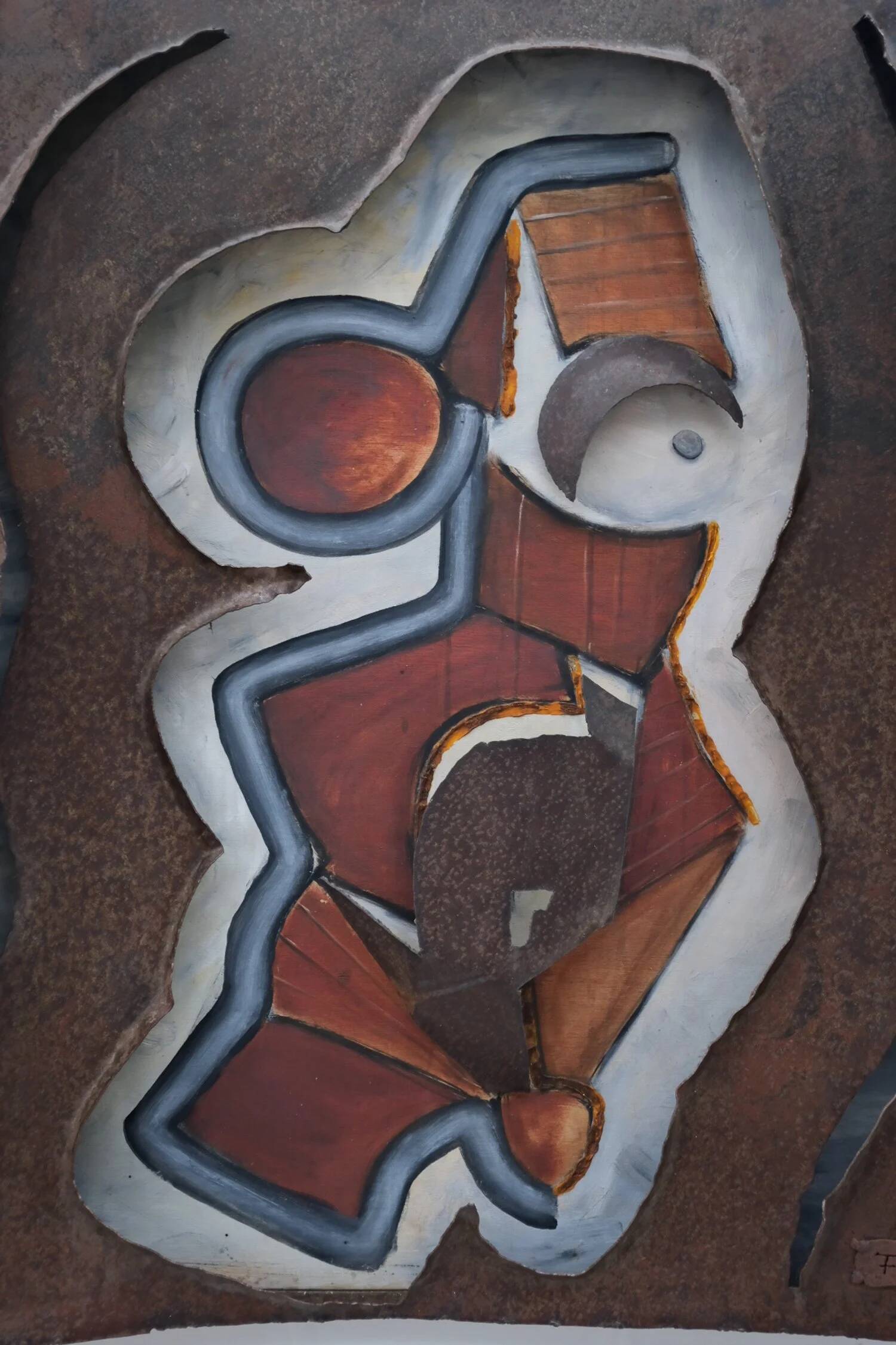 Painting and wall sculpture "Indian Jim" by F. Billion