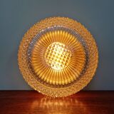 Plafonnier ou applique murale en cristal ambré et métal doré, 1970