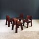 Constructivist Oak Dining Chairs, Belgium, 1960s, Set of 4