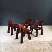 Constructivist Oak Dining Chairs, Belgium, 1960s, Set of 4