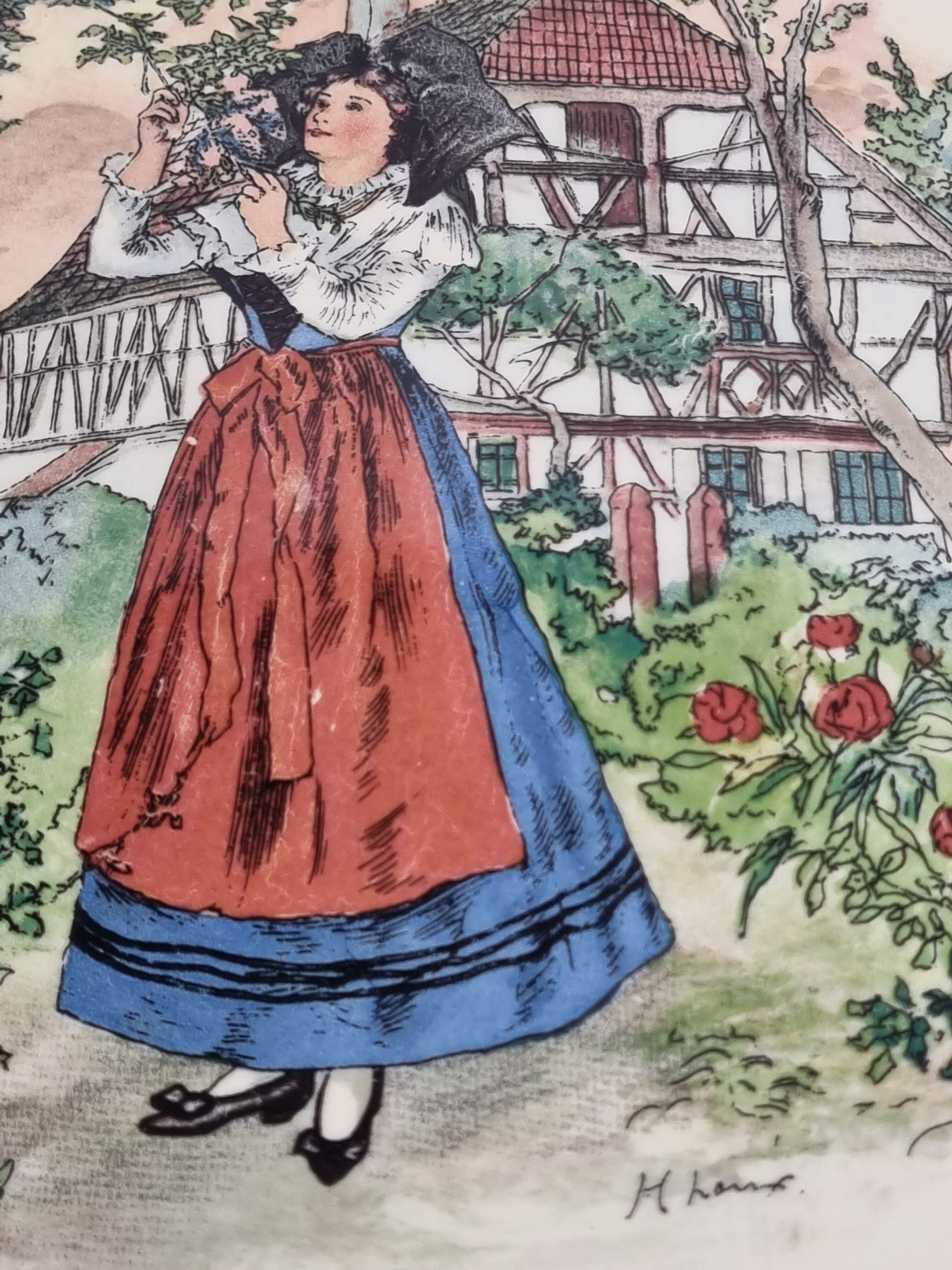 Presentation dish, Sarreguemines, Obernai, Décor Henri Loux, 35 cm