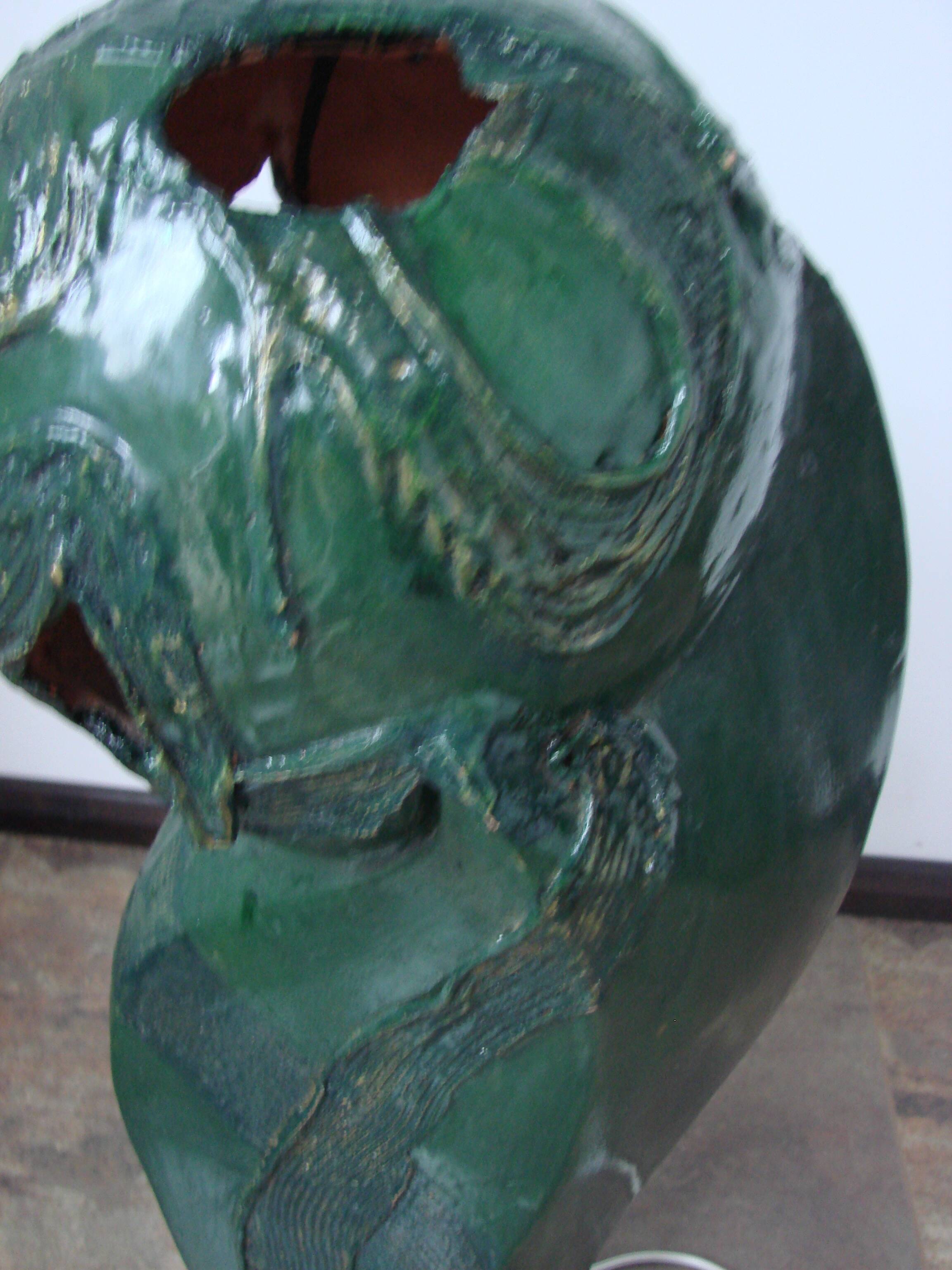 ‘Head’ sculpture lamp, glazed ceramic, vintage, Poland, 20th century